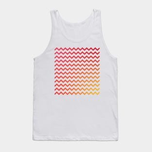 Chevron Stripes Warm Red Orange and Yellow Gradient Tank Top